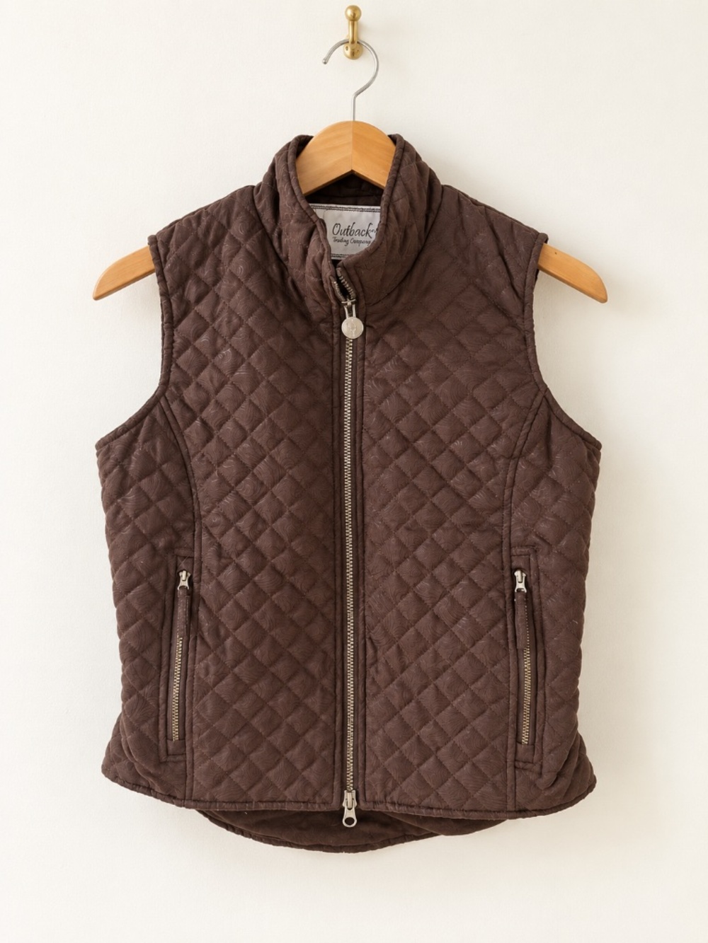 Outback Trading Company Wilona Brown Quilted Paisley Microsuede Vest Size Small